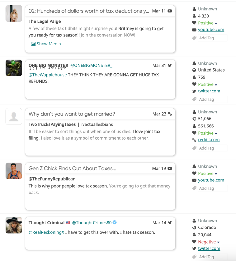 Top influencer posts about tax season.